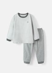 Bộ Thun Dài Tay Bé Trai Xám Melange Phối