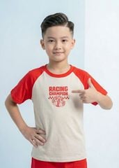 Bộ Thun Tay Raglan Bé Trai Be Phối Đỏ Racing Champion