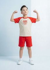 Bộ Thun Tay Raglan Bé Trai Be Phối Đỏ Racing Champion