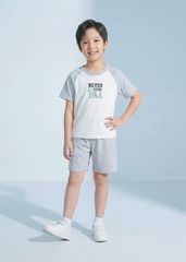 Bộ Thun Tay Raglan Bé Trai Trắng Kem Phối Xám Never Stop