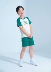 Bộ Thun Tay Raglan Bé Trai Kem Phối Xanh Born To Ride