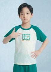 Bộ Thun Tay Raglan Bé Trai Kem Phối Xanh Born To Ride