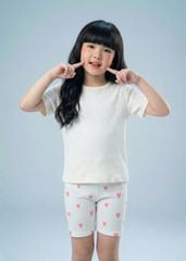 Áo Ngắn Tay Bé Gái Thun Gân Kiểu Kem