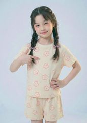 Bộ Thun Ngắn Tay Form Rộng Bé Gái Be Hoạ Tiết Hoa