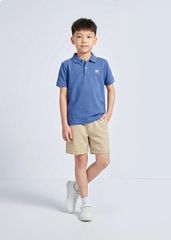 Áo Polo Ngắn Tay Bé Trai Xanh Thêu Ngựa