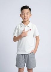 Áo Polo Ngắn Tay Bé Trai Trắng Thêu Ngựa