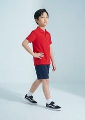 Áo Polo Ngắn Tay Bé Trai Đỏ Thêu Ngựa