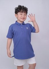 Áo Polo Ngắn Tay Bé Trai Xanh Thêu Ngựa