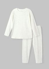 Bộ Thun Dài Tay Bé Gái Gân Xám Melange