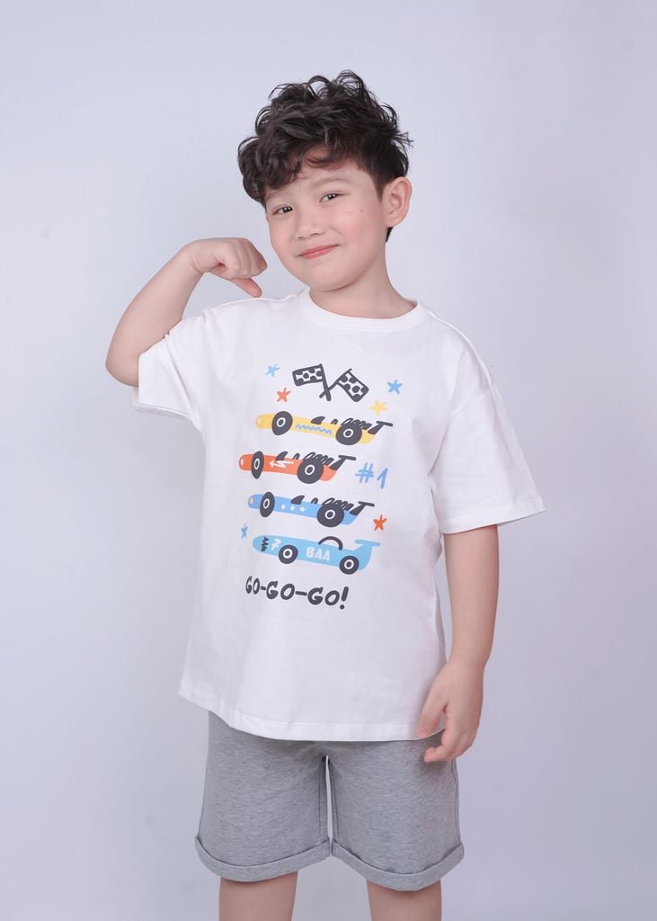 Quần Short Da Cá Bé Trai Xám Melange