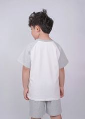 Bộ Thun Tay Raglan Bé Trai Trắng Kem Phối Xám Never Stop