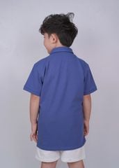 Áo Polo Ngắn Tay Bé Trai Xanh Thêu Ngựa