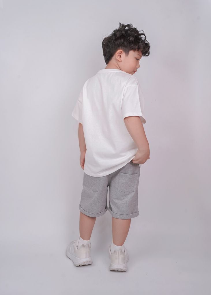 Quần Short Da Cá Bé Trai Xám Melange