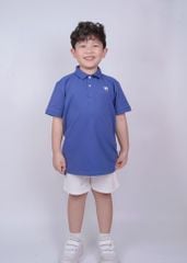 Áo Polo Ngắn Tay Bé Trai Xanh Thêu Ngựa