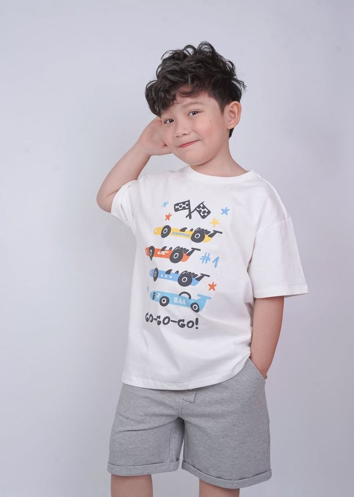 Quần Short Da Cá Bé Trai Xám Melange