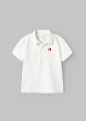 Áo Polo Ngắn Tay Bé Trai Trắng Thêu Ngựa