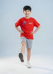 Áo Thun Form Rộng Bé Trai 230gsm Đỏ Ride With The Wild 02