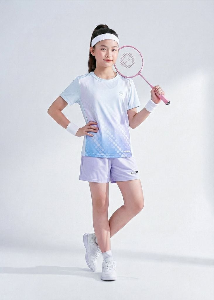 Áo Thun Thể Thao Cho Bé Siêu Nhẹ Ultra Light Xanh Tím Ombre Hoạ Tiết