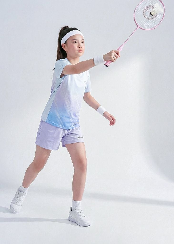 Áo Thun Thể Thao Cho Bé Siêu Nhẹ Ultra Light Xanh Tím Ombre Hoạ Tiết