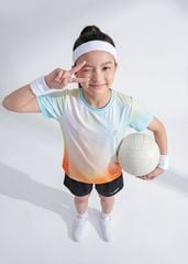 Áo Thun Thể Thao Cho Bé Siêu Nhẹ Ultra Light Xanh Cam Ombre Hoạ Tiết