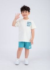 Bộ Thun Ngắn Tay Bé Trai Kem Vũ Trụ Phối Xanh