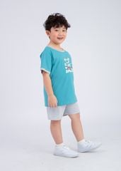 Bộ Thun Ngắn Tay Bé Trai Xanh Koala Trượt Ván Phối Xám