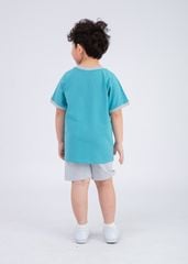 Bộ Thun Ngắn Tay Bé Trai Xanh Koala Trượt Ván Phối Xám