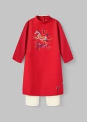Set Áo Dài Thêu Cao Cấp Bé Trai Đỏ Thánh Gióng