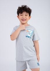 Bộ Thun Ngắn Tay Bé Trai Xám Shark Zone