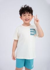 Bộ Thun Ngắn Tay Bé Trai Kem Vũ Trụ Phối Xanh