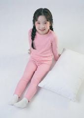 Bộ Thun Dài Tay Bé Gái Gân Hồng Nhạt