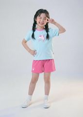 Bộ Thun Ngắn Tay Bé Gái Form Rộng Xanh Unicorn Phối Hồng
