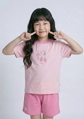 Bộ Thun Ngắn Tay Bé Gái Form Rộng Hồng Berry Time