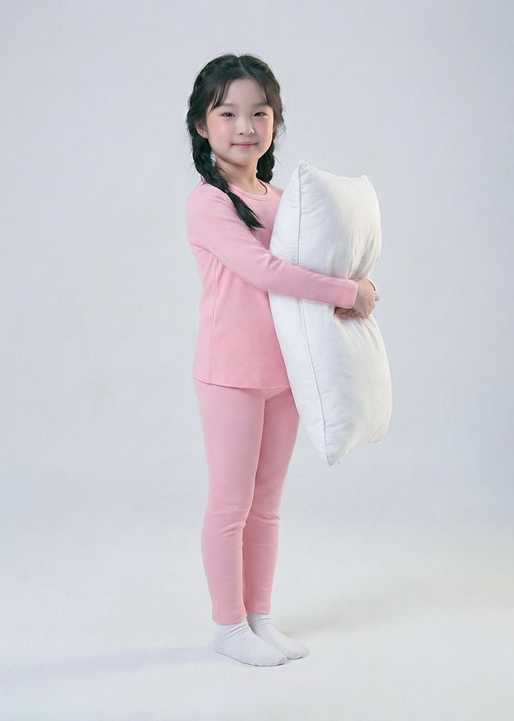 Bộ Thun Dài Tay Bé Gái Gân Hồng Nhạt