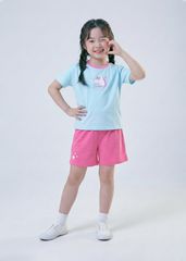 Bộ Thun Ngắn Tay Bé Gái Form Rộng Xanh Unicorn Phối Hồng