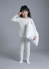 Bộ Thun Dài Tay Bé Gái Gân Xám Melange