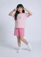 Bộ Thun Ngắn Tay Bé Gái Form Rộng Hồng Berry Time