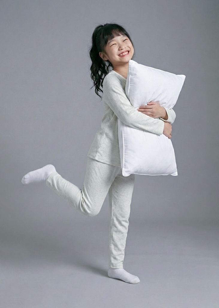 Bộ Thun Dài Tay Bé Gái Gân Xám Melange