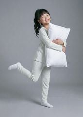 Bộ Thun Dài Tay Bé Gái Gân Xám Melange