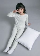 Bộ Thun Dài Tay Bé Gái Gân Xám Melange