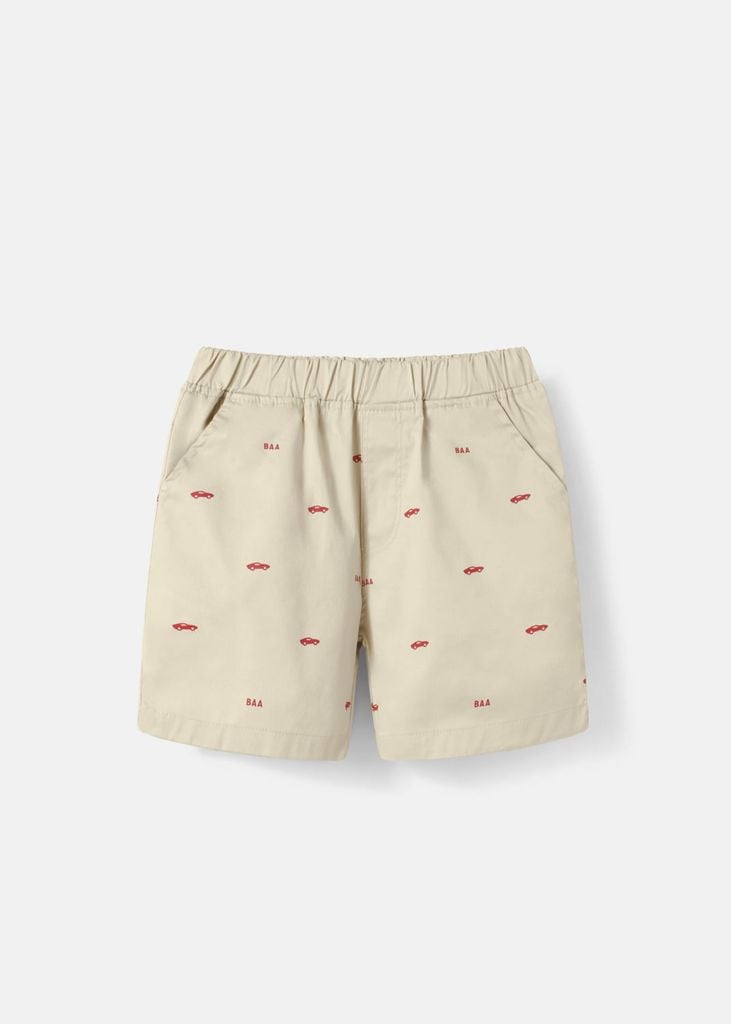 Quần Short Khakis Bé Trai Be Hoạ Tiết Xe Oto