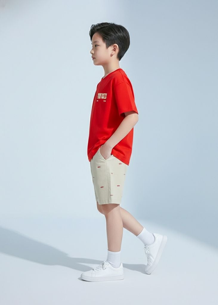 Quần Short Khakis Bé Trai Be Hoạ Tiết Xe Oto