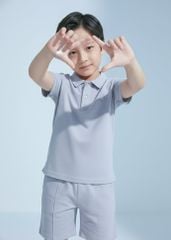 Set Polo Ngắn Tay Bé Trai Xanh Xám Thêu Logo
