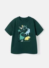Áo Thun Form Rộng Bé Trai 230gsm Xanh Lá Khủng Long
