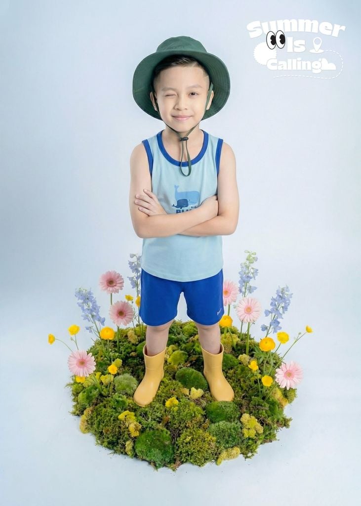 Bộ Thun Ba Lỗ Bé Trai Xanh Cá Voi