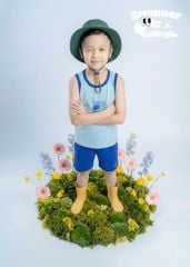 Bộ Thun Ba Lỗ Bé Trai Xanh Cá Voi