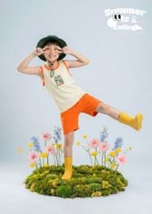 Bộ Thun Ba Lỗ Bé Trai Kem Phối Cam Surfing