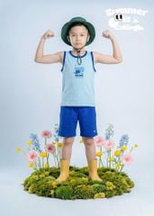 Bộ Thun Ba Lỗ Bé Trai Xanh Cá Voi