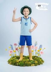 Bộ Thun Ba Lỗ Bé Trai Xanh Cá Voi