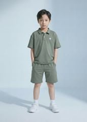 Set Polo Form Rộng Bé Trai Siêu Nhẹ Ultra Light Xanh Rêu